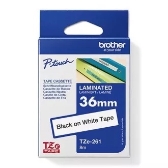 Bandă originală pentru imprimantă de etichete Brother, Brother, TZE-261, imprimare neagră/fond alb, laminată, 8m, 36mm