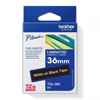 Bandă originală pentru imprimantă de etichete Brother, Brother, TZE-365, imprimare albă/fond negru, laminată, 8m, 36mm Bandă originală pentru imprimantă de etichete Brother, Brother, TZE-365, imprimare albă/fond negru, laminată, 8m, 36mm