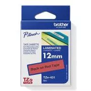 Bandă originală pentru imprimantă de etichete Brother, Brother, TZE-431, imprimare neagră/fond roșu, laminată, 8m, 12mm