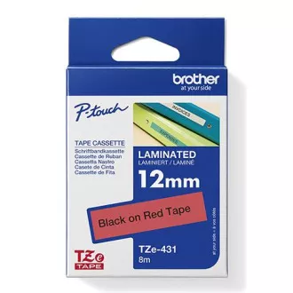 Bandă originală pentru imprimantă de etichete Brother, Brother, TZE-431, imprimare neagră/fond roșu, laminată, 8m, 12mm