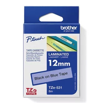 Bandă originală pentru imprimantă de etichete Brother, Brother, TZE-531, imprimare neagră/fond albastru, laminată, 8m, 12mm