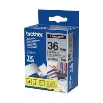 Bandă originală pentru imprimantă de etichete Brother, Brother, TZE-M961, imprimare neagră/suport argintiu, laminată, 8 m, 36 mm