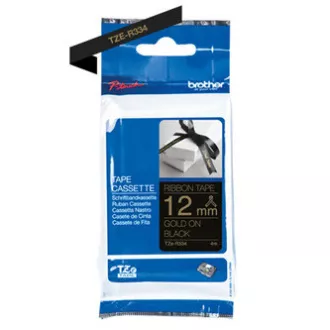 Bandă originală pentru imprimantă de etichete Brother, Brother, TZE-R334, imprimare aurie/fond negru, textil, 4m, 12mm