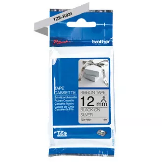 Bandă originală pentru imprimantă de etichete Brother, Brother, TZE-R931, imprimare neagră/suport argintiu, textil, 4m, 12mm