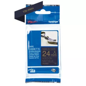 Bandă originală pentru imprimantă de etichete Brother, Brother, TZE-RN54, imprimeu auriu/fond albastru închis, textil, 4m, 24mm