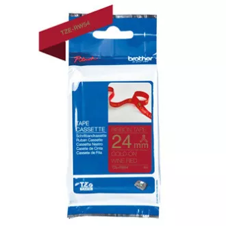 Bandă originală pentru imprimantă de etichete Brother, Brother, TZE-RW54, imprimeu auriu/fond roșu vin, textil, 4m, 24mm Bandă originală pentru imprimantă de etichete Brother, Brother, TZE-RW54, imprimeu auriu/fond roșu vin, textil, 4m, 24mm