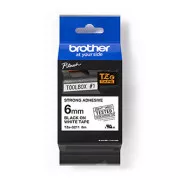 Bandă originală pentru imprimantă de etichete Brother, Brother, TZE-S211, imprimare neagră/fond alb, laminată, 8m, 6mm, extrem de adezivă