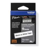 Bandă originală pentru imprimantă de etichete Brother, Brother, TZE-S221, imprimare neagră/fond alb, laminată, 8m, 9mm, extrem de adezivă