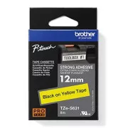 Bandă originală pentru imprimantă de etichete Brother, Brother, TZE-S631, imprimare neagră/suport galben, laminată, 8m, 12mm, extrem de adezivă