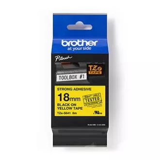 Bandă originală pentru imprimantă de etichete Brother, Brother, TZE-S641, imprimare neagră/suport galben, laminată, 8m, 18mm, extrem de adezivă