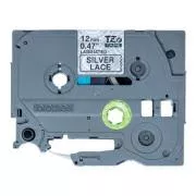 Bandă originală pentru imprimantă de etichete Brother, Brother, TZE-MPSL31, imprimare neagră/suport argintiu, 4 m, 12 mm, model dantelă