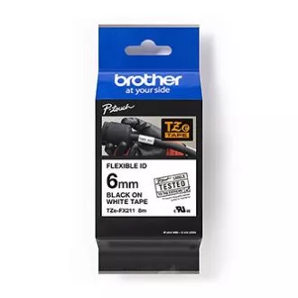 Bandă originală pentru imprimantă de etichete Brother, Brother, TZE-FX211, imprimare neagră/fond alb, laminată, 8m, 6mm, flexibilă