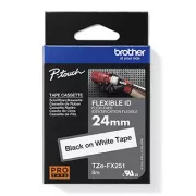 Bandă originală pentru imprimantă de etichete Brother, Brother, TZE-FX251, imprimare neagră/fond alb, laminată, 8 m, 24 mm, flexibilă