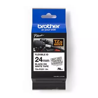 Bandă originală pentru imprimantă de etichete Brother, Brother, TZE-FX251, imprimare neagră/fond alb, laminată, 8 m, 24 mm, flexibilă