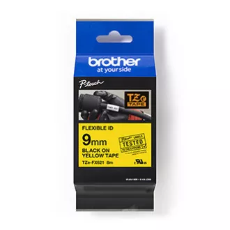 Bandă originală pentru imprimantă de etichete Brother, Brother, TZEFX621, imprimare neagră/suport galben, laminată, 8m, 9mm, flexibilă