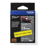 Bandă originală pentru imprimantă de etichete Brother, Brother, TZE-FX631, imprimare neagră/suport galben, laminată, 8 m, 12 mm, flexibilă