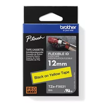 Bandă originală pentru imprimantă de etichete Brother, Brother, TZE-FX631, imprimare neagră/suport galben, laminată, 8 m, 12 mm, flexibilă