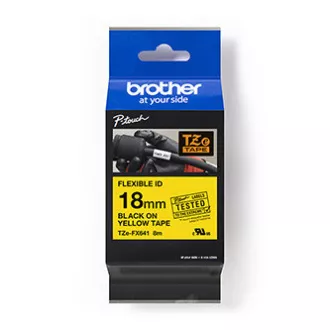 Bandă originală pentru imprimantă de etichete Brother, Brother, TZE-FX641, imprimare neagră/suport galben, laminată, 8m, 18mm, flexibilă