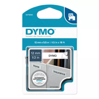 Bandă Dymo originală pentru imprimantă de etichete, Dymo, 16959, S0718060, imprimare neagră/fond alb, 5,5 m, 12 mm, D1, specială - permanentă