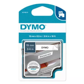 Bandă Dymo originală pentru imprimantă de etichete, Dymo, 16960, S0718070, imprimare neagră/fond alb, 5,5 m, 19 mm, D1, specială - permanentă