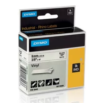 Bandă Dymo originală pentru imprimantă de etichete, Dymo, 18443, S0718580, imprimare neagră/fond alb, 5,5 m, 9 mm, RHINO vinil profi D1