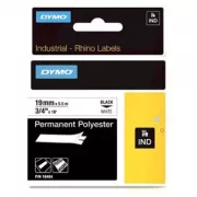 Bandă adezivă originală Dymo pentru imprimantă de etichete, Dymo, 18484, imprimare neagră/fundal alb, 5,5 m, 19 mm, poliester permanent RHINO D1