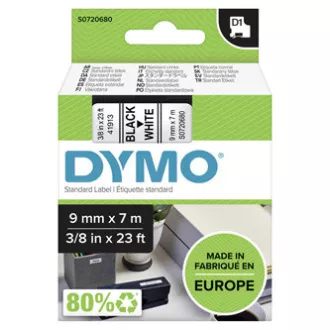 Panglică originală pentru imprimante de etichete Dymo, Dymo, 40913, S0720680, imprimare neagră/suport alb, 7m, 9mm, D1