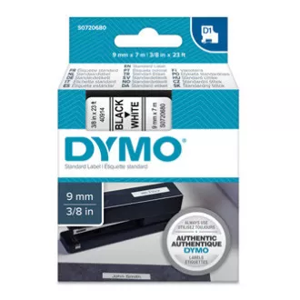 Panglică originală pentru imprimante de etichete Dymo, Dymo, 40913, S0720680, imprimare neagră/suport alb, 7m, 9mm, D1