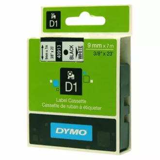 Panglică originală pentru imprimante de etichete Dymo, Dymo, 40913, S0720680, imprimare neagră/suport alb, 7m, 9mm, D1