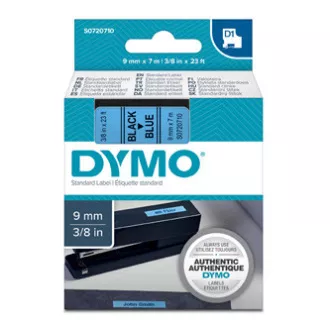 Bandă Dymo originală pentru imprimantă de etichete, Dymo, 40916, S0720710, imprimare neagră/fond albastru, 7m, 9mm, D1