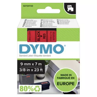 Bandă Dymo originală pentru imprimantă de etichete, Dymo, 40917, S0720720, imprimare neagră/fond roșu, 7m, 9mm, D1 Bandă Dymo originală pentru imprimantă de etichete, Dymo, 40917, S0720720, imprimare neagră/fond roșu, 7m, 9mm, D1