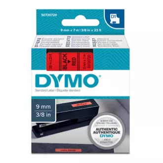 Bandă Dymo originală pentru imprimantă de etichete, Dymo, 40917, S0720720, imprimare neagră/fond roșu, 7m, 9mm, D1 Bandă Dymo originală pentru imprimantă de etichete, Dymo, 40917, S0720720, imprimare neagră/fond roșu, 7m, 9mm, D1