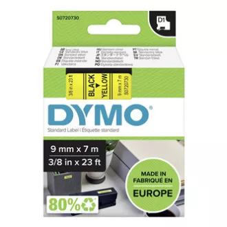 Bandă Dymo originală pentru imprimantă de etichete, Dymo, 40918, S0720730, imprimare neagră/bază galbenă, 7m, 9mm, D1