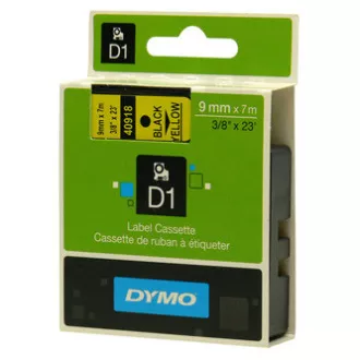 Bandă Dymo originală pentru imprimantă de etichete, Dymo, 40918, S0720730, imprimare neagră/bază galbenă, 7m, 9mm, D1