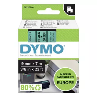 Bandă Dymo originală pentru imprimantă de etichete, Dymo, 40919, S0720740, imprimare neagră/fond verde, 7m, 9mm, D1
