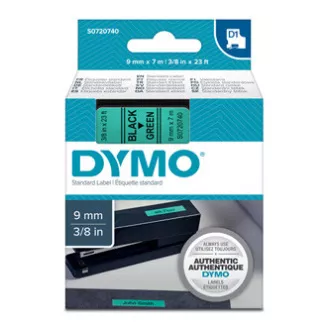 Bandă Dymo originală pentru imprimantă de etichete, Dymo, 40919, S0720740, imprimare neagră/fond verde, 7m, 9mm, D1