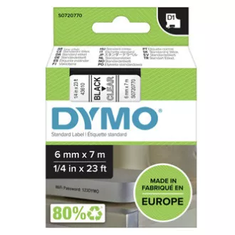 Bandă Dymo originală pentru imprimantă de etichete, Dymo, 43610, S0720770, imprimare neagră/bază transparentă, 7m, 6mm, D1 Bandă Dymo originală pentru imprimantă de etichete, Dymo, 43610, S0720770, imprimare neagră/bază transparentă, 7m, 6mm, D1