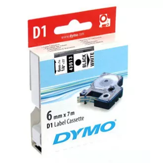 Bandă Dymo originală pentru imprimantă de etichete, Dymo, 43613, S0720780, imprimare neagră/fond alb, 7m, 6mm, D1