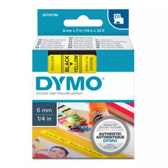 Bandă Dymo originală pentru imprimantă de etichete, Dymo, 43618, S0720790, imprimare neagră/fond galben, 7m, 6mm, D1