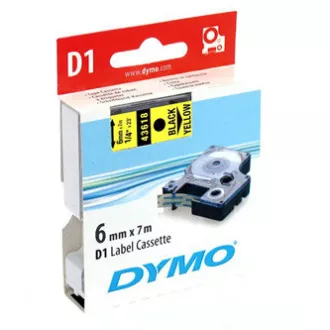 Bandă Dymo originală pentru imprimantă de etichete, Dymo, 43618, S0720790, imprimare neagră/fond galben, 7m, 6mm, D1