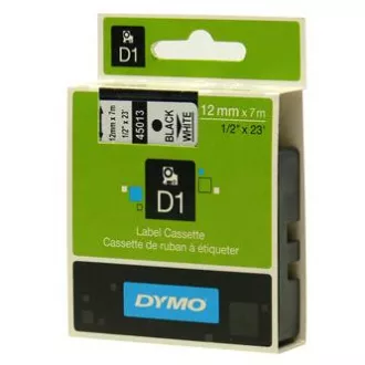 Bandă Dymo originală pentru imprimantă de etichete, Dymo, 45013, S0720530, imprimare neagră/fond alb, 7m, 12mm, D1