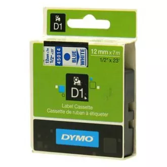 Bandă Dymo originală pentru imprimantă de etichete, Dymo, 45014, S0720540, imprimare albastră/fond alb, 7m, 12mm, D1