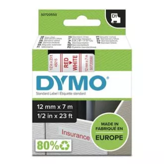 Bandă Dymo originală pentru imprimantă de etichete, Dymo, 45015, S0720550, imprimare roșu/fond alb, 7m, 12mm, D1
