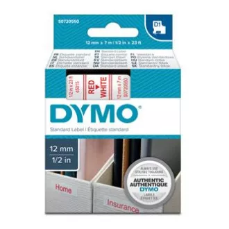 Bandă Dymo originală pentru imprimantă de etichete, Dymo, 45015, S0720550, imprimare roșu/fond alb, 7m, 12mm, D1
