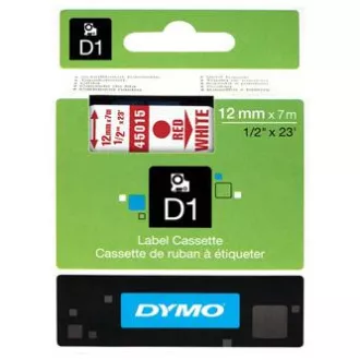 Bandă Dymo originală pentru imprimantă de etichete, Dymo, 45015, S0720550, imprimare roșu/fond alb, 7m, 12mm, D1