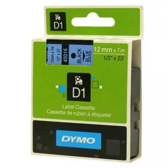 Bandă Dymo originală pentru imprimantă de etichete, Dymo, 45016, S0720560, imprimare neagră/fond albastru, 7m, 12mm, D1