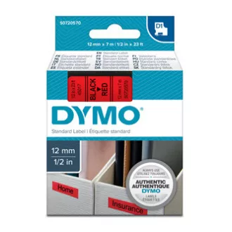 Bandă Dymo originală pentru imprimantă de etichete, Dymo, 45017, S0720570, imprimare neagră/fond roșu, 7m, 12mm, D1