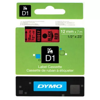 Bandă Dymo originală pentru imprimantă de etichete, Dymo, 45017, S0720570, imprimare neagră/fond roșu, 7m, 12mm, D1