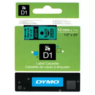 Bandă Dymo originală pentru imprimantă de etichete, Dymo, 45019, S0720590, imprimare neagră/fond verde, 7m, 12mm, D1