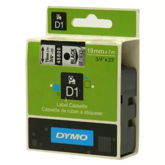 Bandă Dymo originală pentru imprimantă de etichete, Dymo, 45800, S0720820, imprimare neagră/bază transparentă, 7m, 19mm, D1